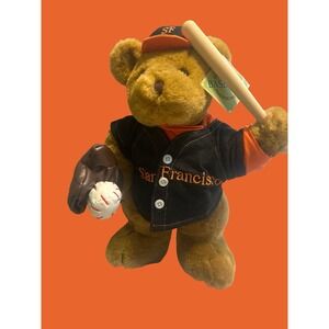 MLB San Francisco Giants Teddy Bear With Bat Plush 14" Old World Baseball‎ Bear